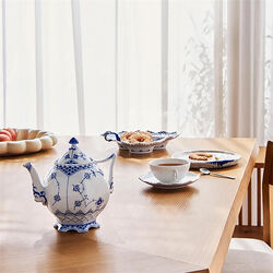 White Fluted Full Lace Kopp med fat, Royal Copenhagen