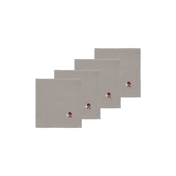 Christmas Hearts Embroidery tygservetter, dark red, Södahl