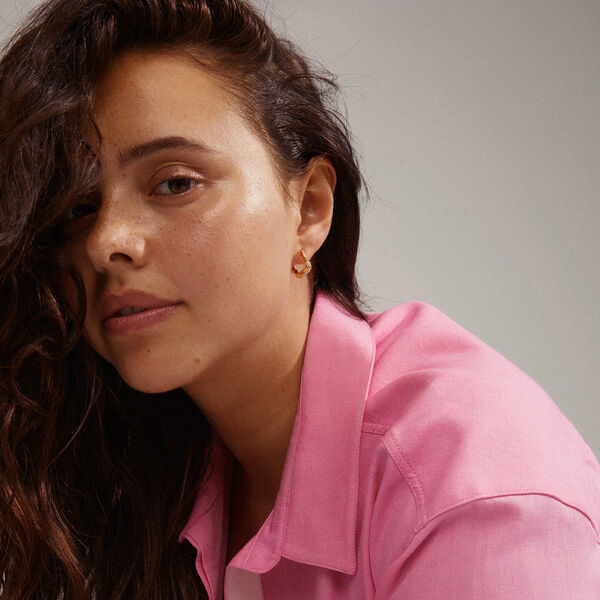 EVRA &aring;tervunna kristallhoops, guld, Pilgrim