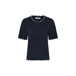 Basisk viskosstickning med kant, navy, Micha