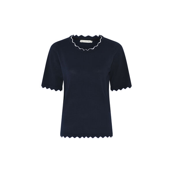 Basisk viskosstickning med kant, navy, Micha