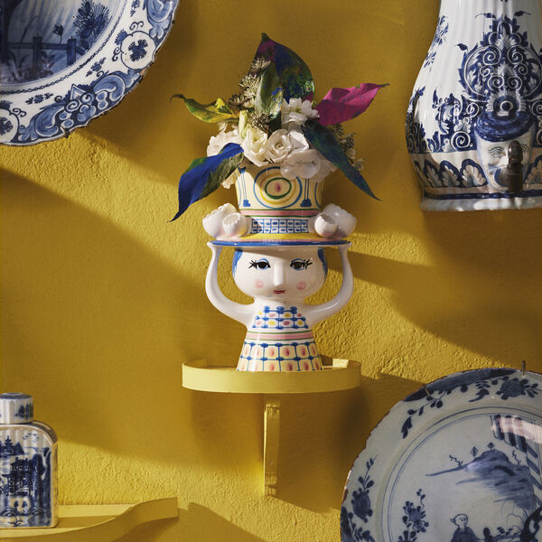 Lady with Hat vas, blå, Bjørn Wiinblad