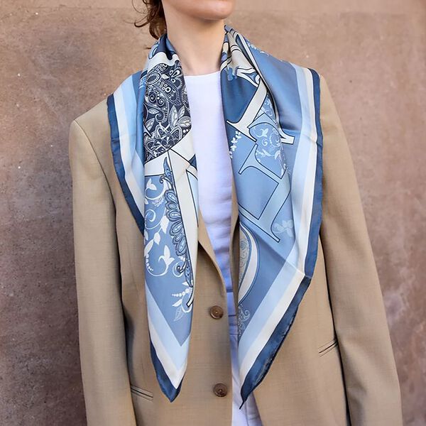 MONOGRAM&nbsp;Scarf, blue, Bella Ballou