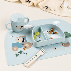 Tiny Farm Silicone Spout Cup 2-handle, blue, Done by Deer