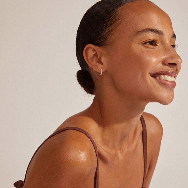 EBNA små crystal hoops, silver-plated, Pilgrim