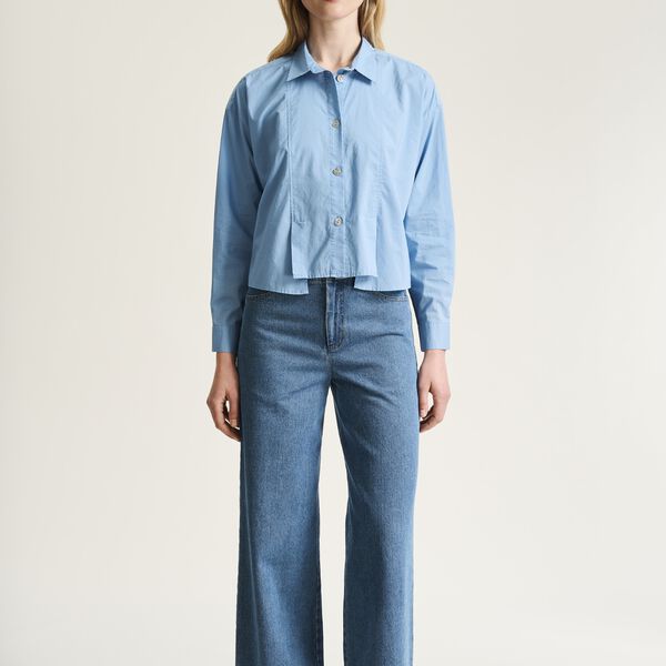 Core cotton skjorta med veck, lake blue, BITTE KAI RAND