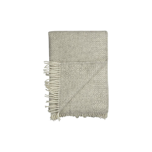 KATTEFOT Throw, light grey, Røros Tweed