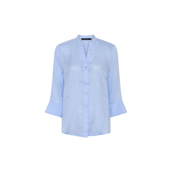 Pure Linen Blouse, sky way blue, Micha