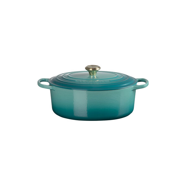 Signature gjutj&auml;rn oval gryta &Oslash; 31 cm, bleu riviera, Le Creuset