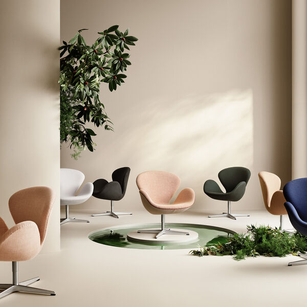 Swan&trade; 3320 Loungestol, creme/brown 0428, Fritz Hansen