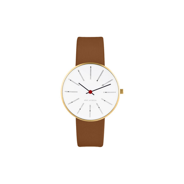 Bankers armbandsur, white/gold/brown, Arne Jacobsen Watches