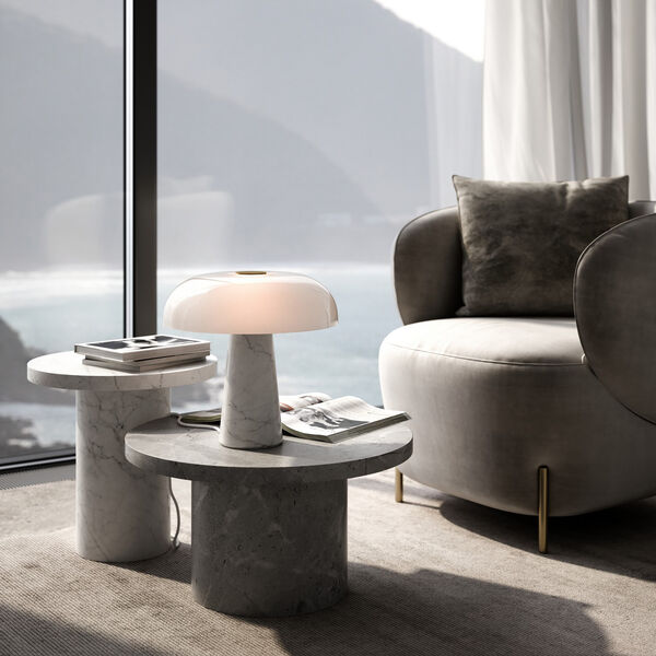 Glossy bordslampa, opal vit, Design For The People