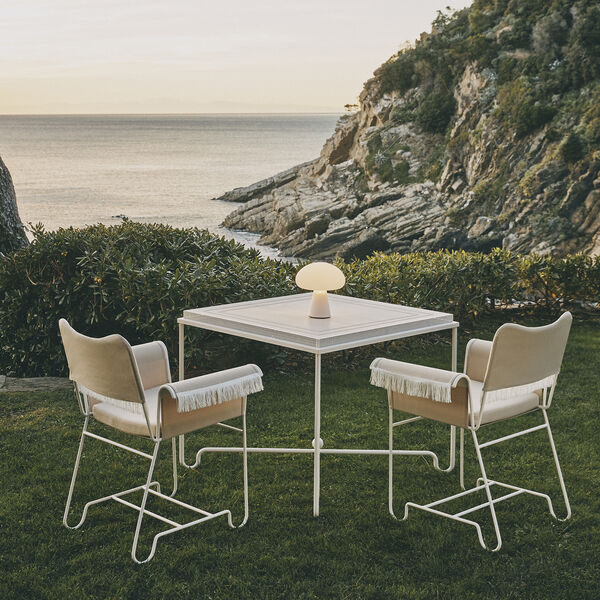 Tropique Dining Chair with Fringes, Leslie Limonta 12/classic white semi matt, GUBI