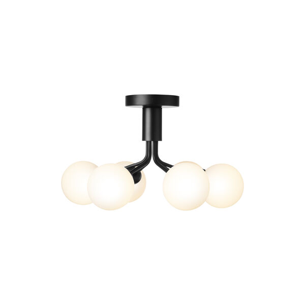 Apiales 6 Ceiling Lamp, satin black/opal, Nuura