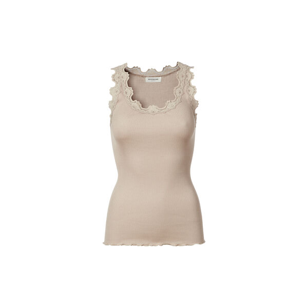 Silk Top w/ Lace , cacao Silk Top w/ Lace , cacao, Rosemunde