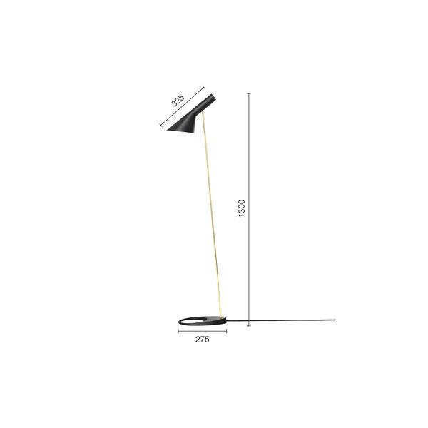 AJ Golvlampa, brass/black, Louis Poulsen
