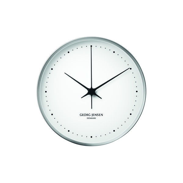 Koppel v&auml;ggklocka, vit/st&aring;l, Georg Jensen