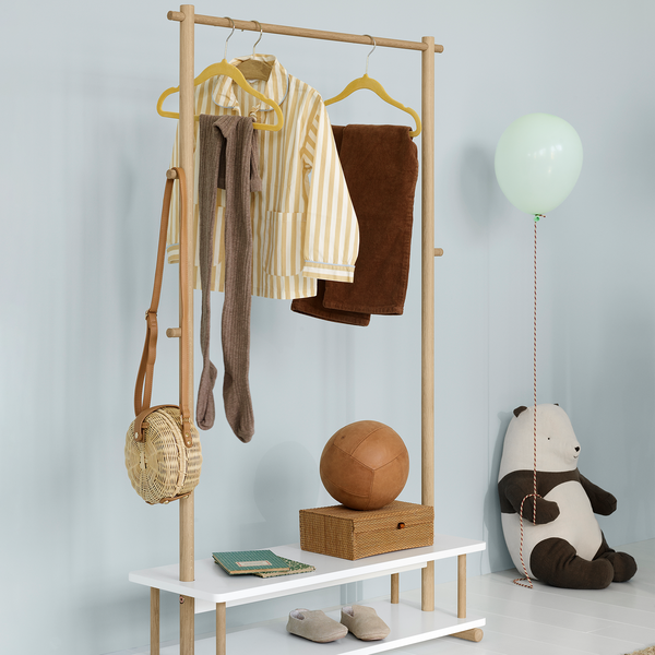 Camp Clothes Rail, white/oak Camp Clothes Rail, white/oak, Oliver Furniture