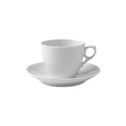White Fluted Half Lace kopp med fat, 17 cl, Royal Copenhagen