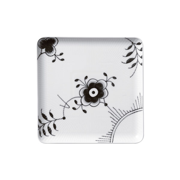 Black Fluted Mega fyrkantig tallrik 20 cm, Royal Copenhagen