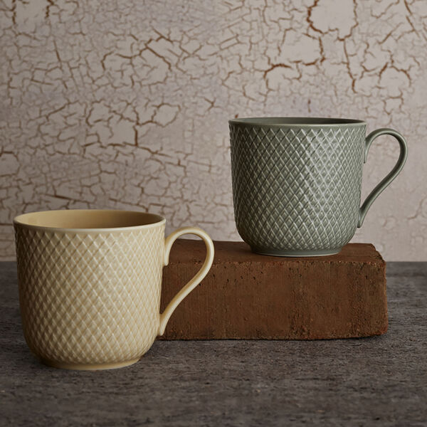Rhombe Earth Mug with handle, marble, Lyngby Porcelæn