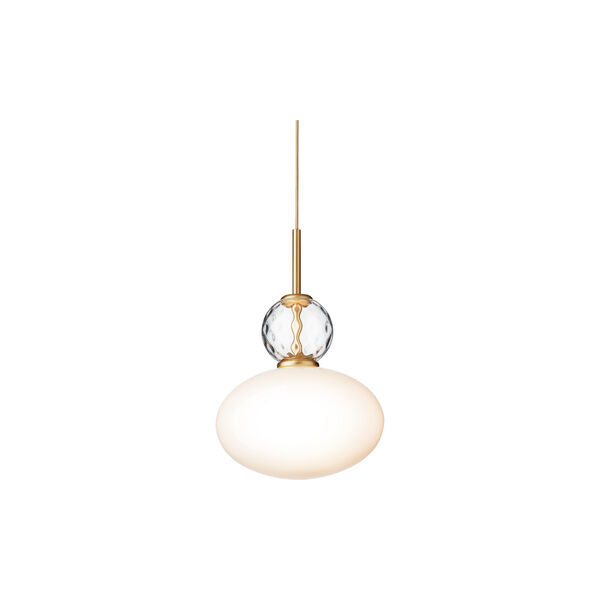 Rizzatto 32 pendant, satin brass/opal, Nuura