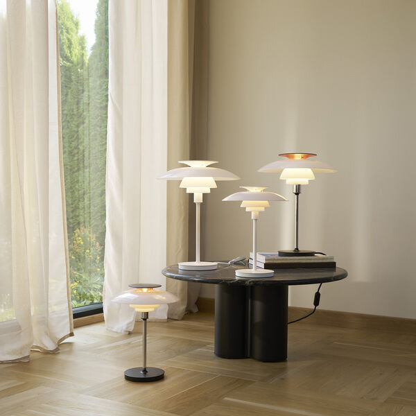 PH 80 Portabel lampa, opal white/high lustre chrome plated, Louis Poulsen