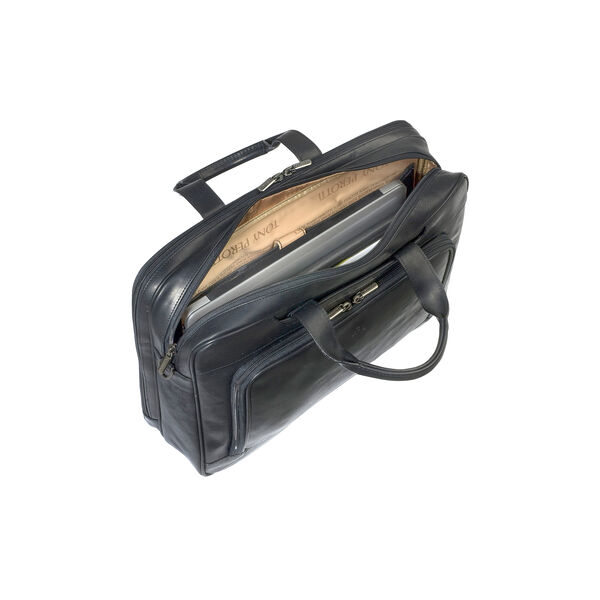 2 Compartment Laptop Briefcase, black, Tony Perotti