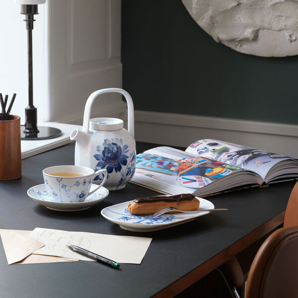 Blue Fluted Plain kopp med fat 28 cl, Royal Copenhagen