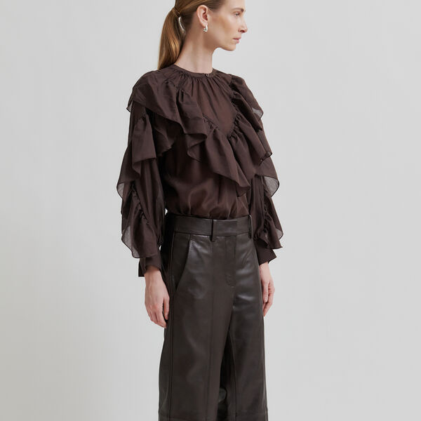 Fria Frill Blouse, chocolate plum Fria Frill Blouse, chocolate plum, Second Female