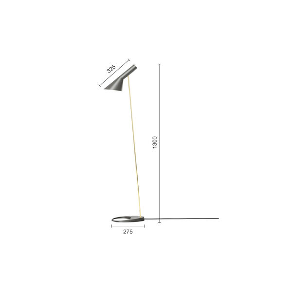 AJ Golvlampa, brass/warm grey, Louis Poulsen