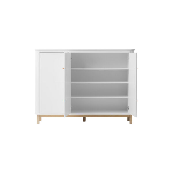 Wood Multi Cupboard 3 Doors, white/oak, Oliver Furniture