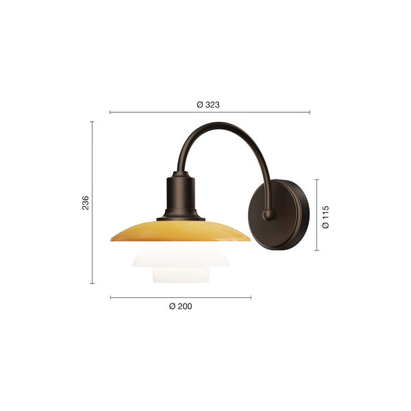 PH 2/2 Wall Lamp Centenary Edition, amber/opal white, Louis Poulsen