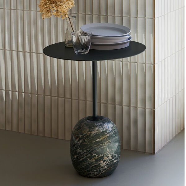 Lato LN9 sidobord, Verde Alpi marble/deep green, &Tradition