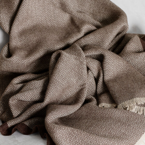 Herringbone pl&auml;d, chocolate/beige, ELVANG