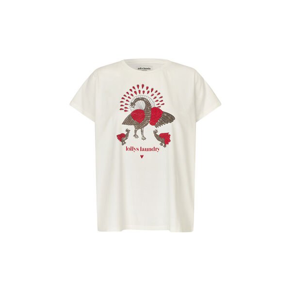 RomaLL Peacock Tee SS, white, Lollys Laundry