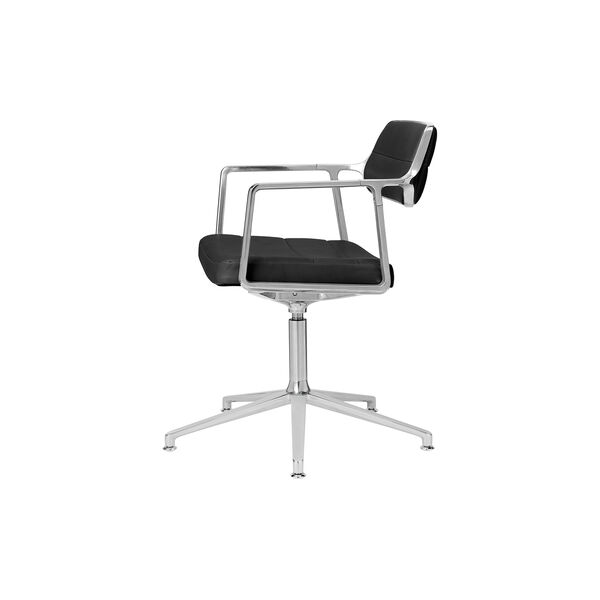 VIPP453 Swivel+ Chair with Gliders, black/polished aluminium, Vipp