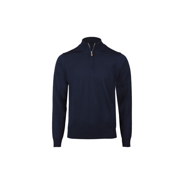 Sweater Knitted Half Zip Merino Wool, navy Sweater Knitted Half Zip Merino Wool, navy, Stenströms