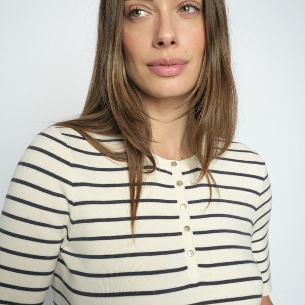 MMAliz Caliz Stripe SS Knit, india ink, MOS MOSH