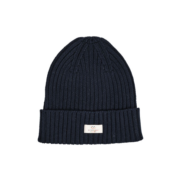 Cotton Knitted Classic Beanie, navy, Copenhagen Colors Organics