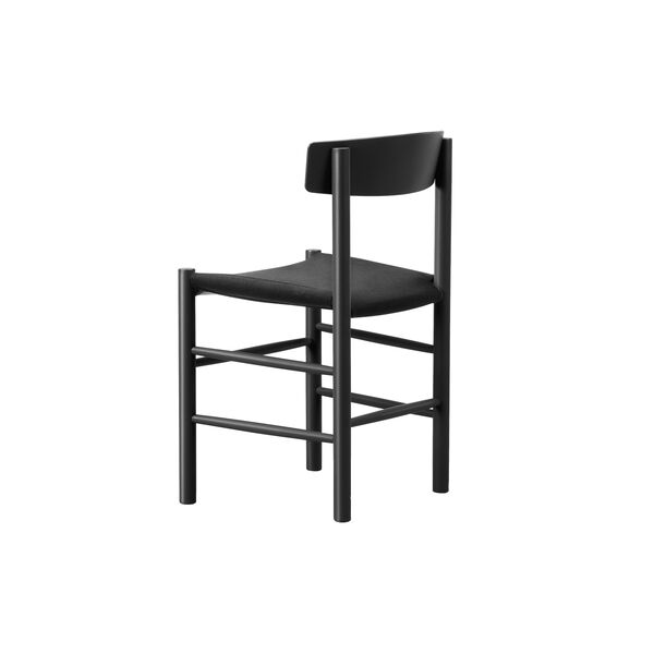 J39 Mogensen Chair with Seat Upholstery, black lacquered beech/black canvas, Fredericia Furniture