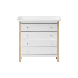 Wood Nursery Dresser 4 Drawers, white/oak, Oliver Furniture