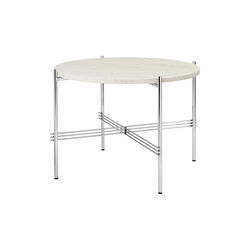 TS Coffee Table &Oslash;55, neutral white travertine/steel, GUBI