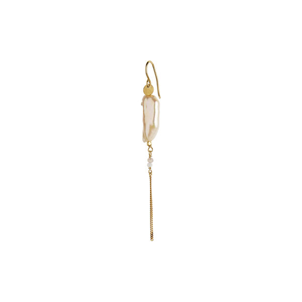Long Baroque Pearl With Chain Earring White Sorbet Single, gold, Stine A Jewelry