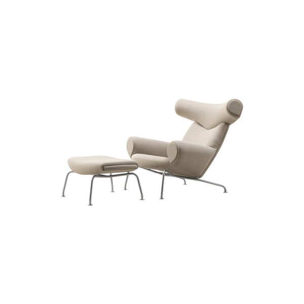 Wegner Ox Chair | Warm Grey | F&aring;t&ouml;lj + Ottoman, Fredericia Furniture