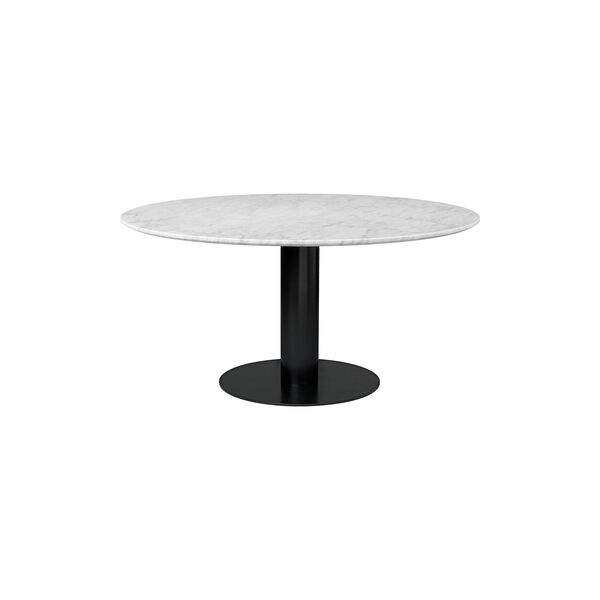 GUBI 2.0 Round Dining Table, white carrara marble/black, GUBI