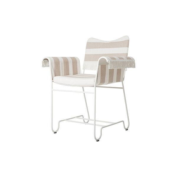 Tropique Dining Chair with Fringes, Leslie Stripe Limonta 40/classic white semi matt, GUBI