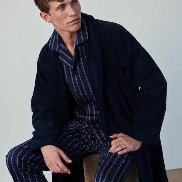 Kattegat Bathrobes, navy solid, Ambassador 1867