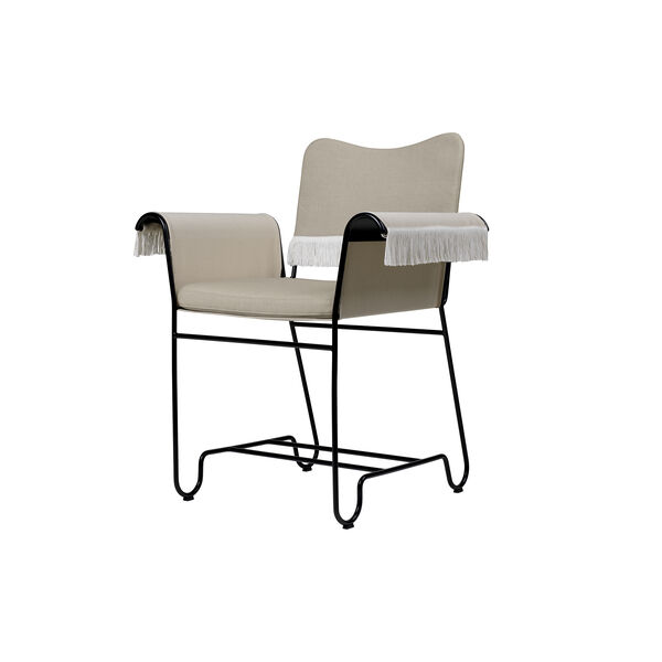 Tropique Dining Chair with Fringes, beige/classic black, GUBI