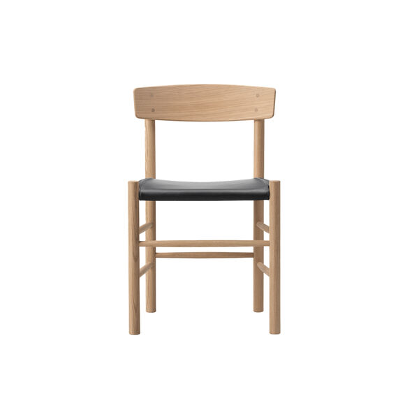 J39 Mogensen Chair with Seat Upholstery, soap treated oak/Omni 301 black, Fredericia Furniture